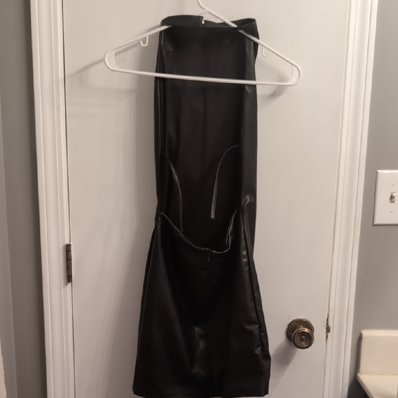 Zara Black Faux Leather Effect Dress Open Back Size XS NWT Tiktok Fave - Picture 4 of 6